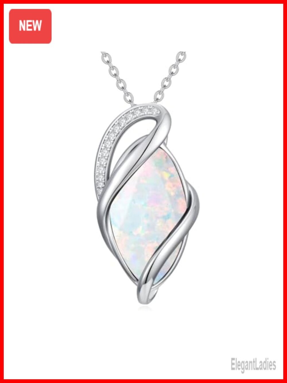YYB Infinity Love Necklace 18k White Gold Plated Opal Pendant